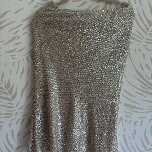 Elegant Silver Sequin Skirt